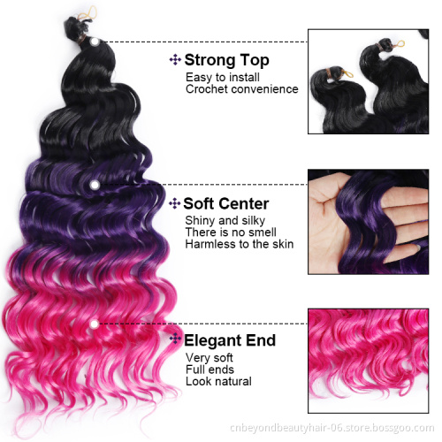 Wholesale Curly Crochet hair Ocean Wave Deep Wave Synthetic Crochet Hair Extension for Black Women